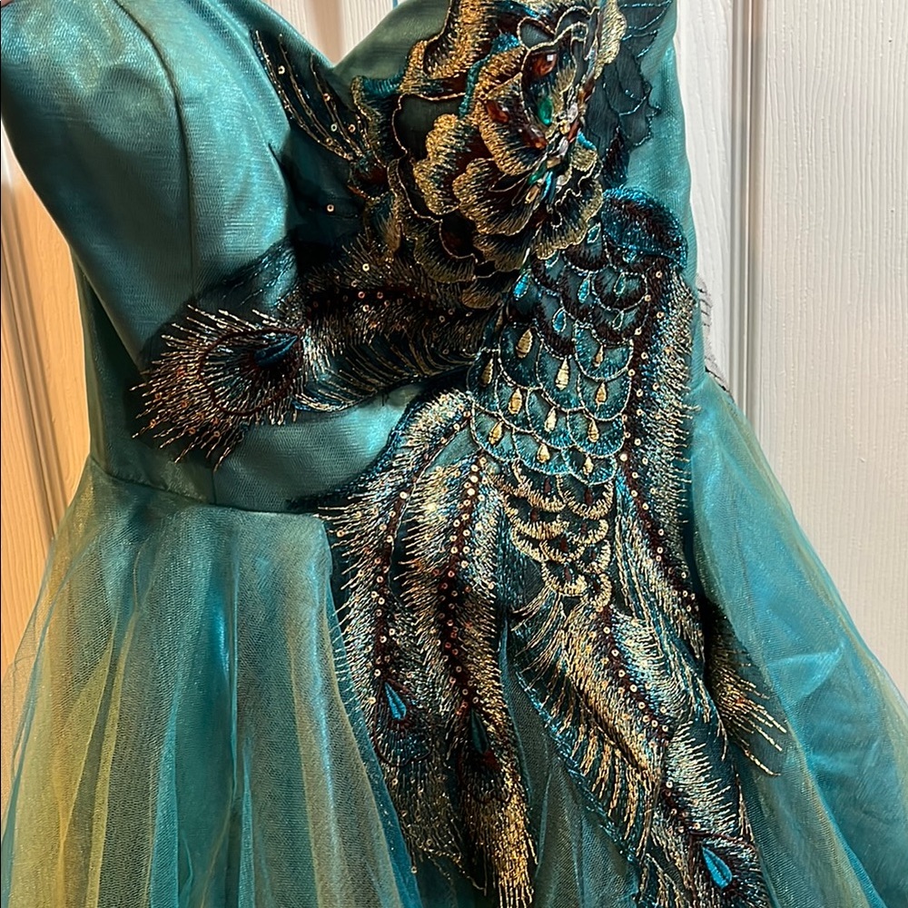 Nina Canacci Teal Blue Sweetheart Prom Gown